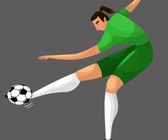 Icono De Jugador De Fútbol Pateando Boceto De Dibujos Animados