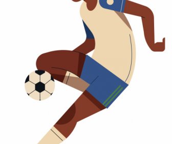 Soccer Player Icon Motion Gesture Cartoon Character Sketch