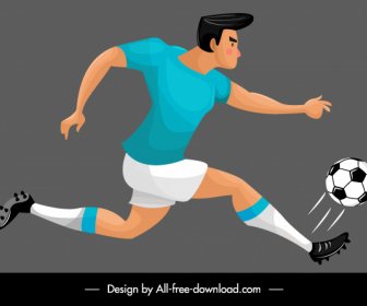 Fußball Spieler Symbol Motion Skizze Cartoon Charakter