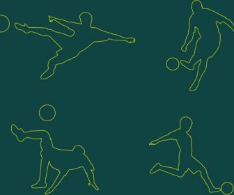 Sepak Bola Pemain Ikon Koleksi Desain Gaya Silhouette