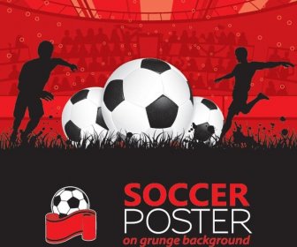 Fußball Poster Auf Grunge Hintergrund Vektor