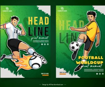 Soccer Poster Templates Dynamic Cartoon Sketch