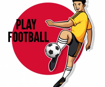 soccer sports banner dynamic cartoon sketch