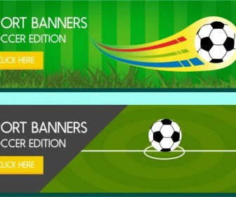 Soccer Webtype Banner Sets Green Field Ball Decoration