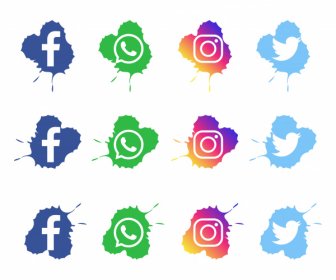 Media Sosial Ikon Set Vektor