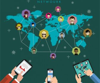 Social-Networking-Konzept Mit Intelligenten Geräten Und Karte
