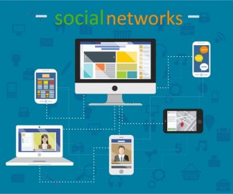 Soziale Netzwerke-Konzepte Mit Digitalen Geräten Illustration