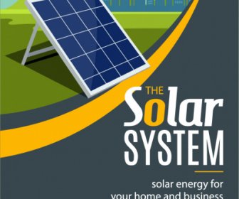 Energia Solar Publicidade Cartaz Bateria Edifício Esboço