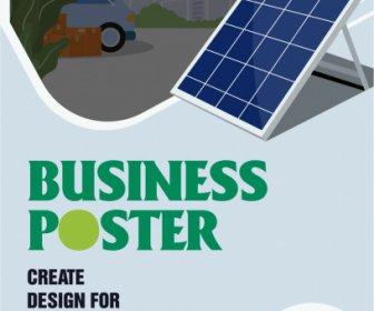 태양 에너지 광고 포스터 템플릿 다채로운 클래식