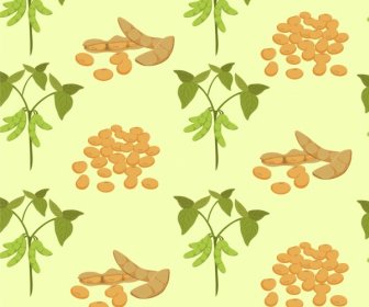 Soybean Background Pea Tree Icons Repeating Design