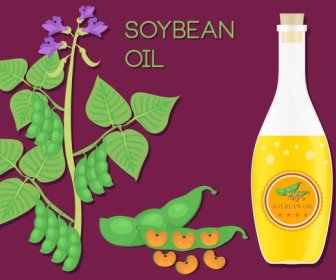 Soybean Oil Advertisement Green Vegetable Glass Bottle Icons