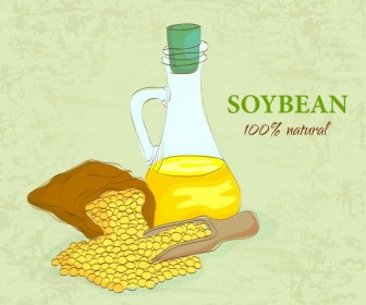 Soybean Oil Advertising Multicolored Handdrawn Sketch