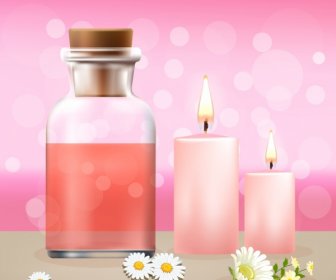 Spa Advertising Background Candle Flower Jar Icons Decor