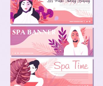 Spa Advertising Flyers Colorful Classic Design Woman Sketch