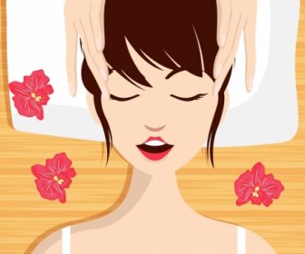 Spa Background Relaxed Woman Icon Cartoon Character