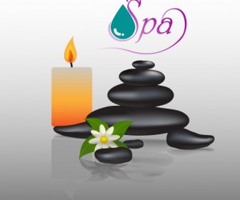 Spa Colored Background Candle Stones Droplet Flower Decoration