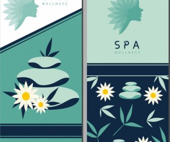 Spa Design-Elemente Blume Stein Frau Gesicht Symbole