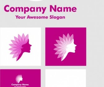 Spa Logotipo Design Violet Decorazione Fiore Donna Silhouette