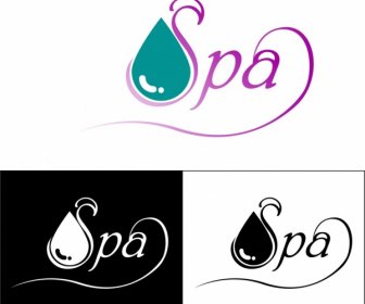 Spa Logotypes Design Water Drop Text Decoration