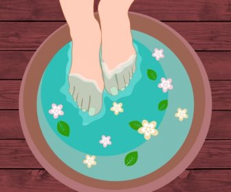 Spa Theme Feet Soaking In Herbal Water Decoration