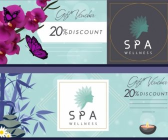 Spa Voucher Templates Orchid Stone Bamboo Butterflies Icons