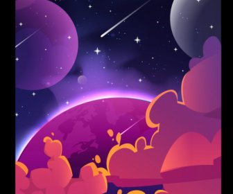 Space Background Planets Sketch Dynamic Design