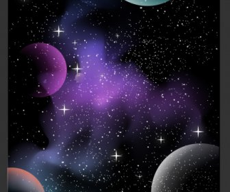 Space Background Twinkling Stars Planets Decor