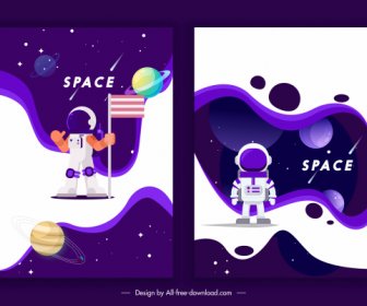 Fundo Espacial Planetas Astronautas Decoração Design Contraste