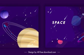 空間背景範本五顏六色的深色設計行星元素
