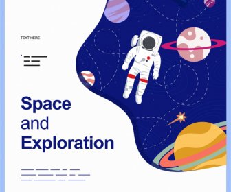 Exploración Espacial Planetas Astronautas De Fondo Boceto De Movimiento