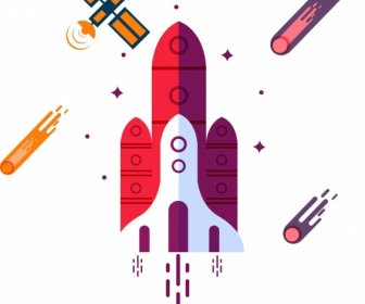 Espacio Exploración Fondo Nave Espacial Satélite Meteorito Los Iconos