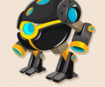 Space Robot Icon Modern Sphere Shape Sketch