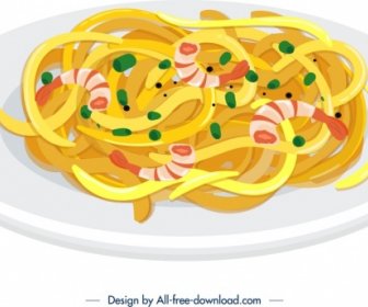 義大利面早餐圖示彩色3D設計