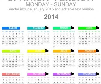 スペイン語版カレンダー14ベクター画像