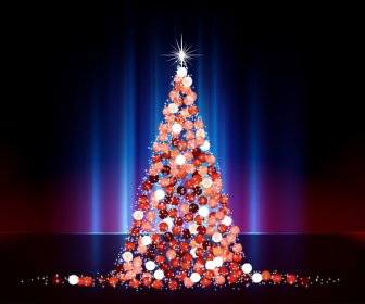 Sparkle Christmas Tree Abstract With Baubles Decoration
