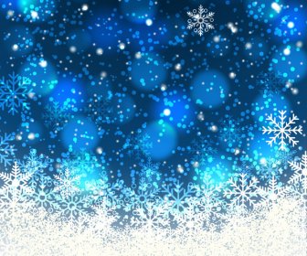 Sparkling Blurred Dark Background With Abstract Snowflakes