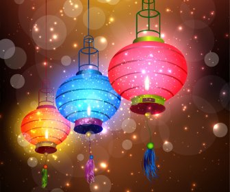 Sparkling Chinese Lantern Background