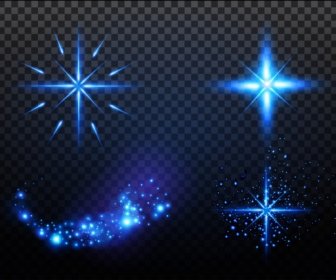 Sparkling Lighting Icons Collection Various Shapes Isolation