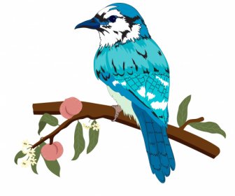 Ikon Burung Pipit Berwarna Sketsa Handdrawn Klasik