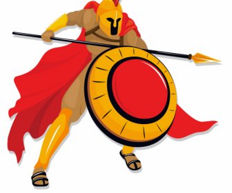 Spartanische Ritter Symbol Angriff Geste Bewegung Design