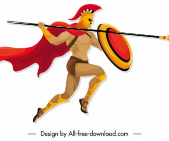 Spartanische Ritter-Symbol Angriff Geste Bewegung Design