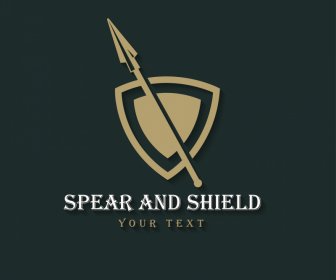 spear and shield logo template flat retro sketch