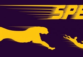 Speed Background Panther Chasing Rabbit Icons Yellow Silhouettes
