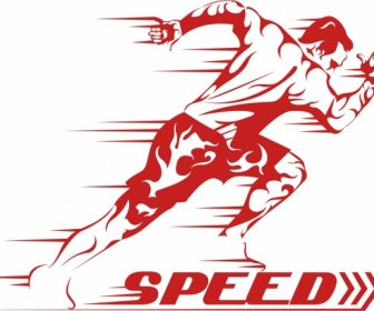 速度背景强大的奔跑者图标红色设计