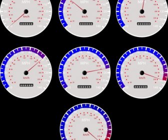 Speedometer Icons Collection Flat Round Design