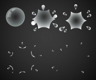 Splashing Droplets Icons Black White Design