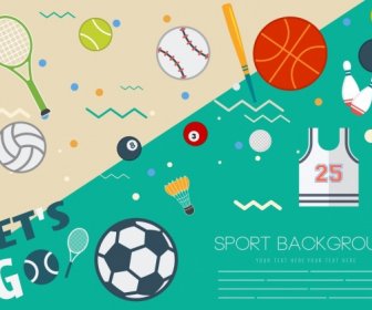 Sports Background Ball Games Icons Decor