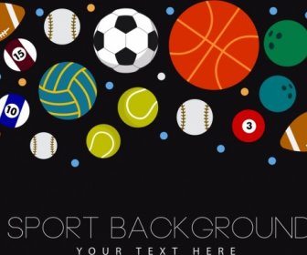 Sports Background Various Balls Icons Decoration