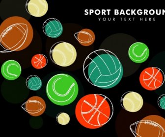 Sports Background Various Balls Icons Sketch