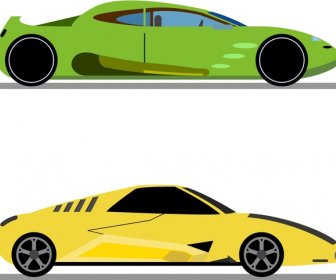 Coleção De Carros Esportivos Em Verde E Amarelo